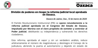 Rechaza PRI reforma al Poder Judicial en Oaxaca