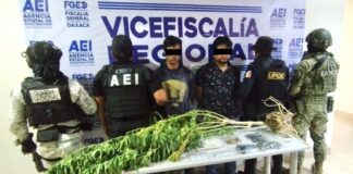 Otro cateo más en el valle de Etla, detienen a dos personas, aseguran drogas, cartuchos útiles y armas de fuego