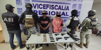 Operativo policial conjunto para detener a un hombre y a una mujer con armas de fuego, cartuchos útiles y drogas en la región del Istmo